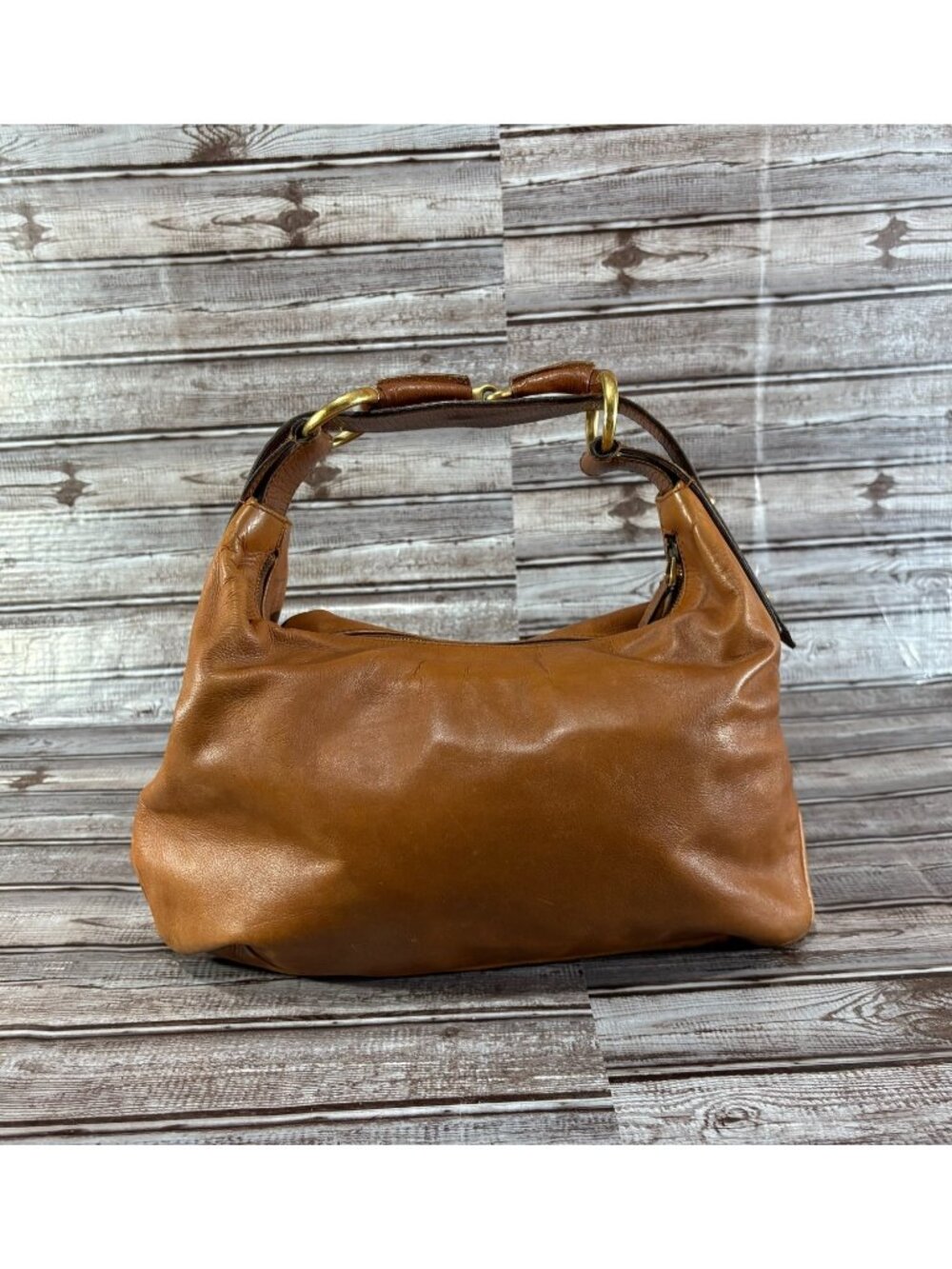 Gucci Brown Leather Hobo Bag with Gold Hardware